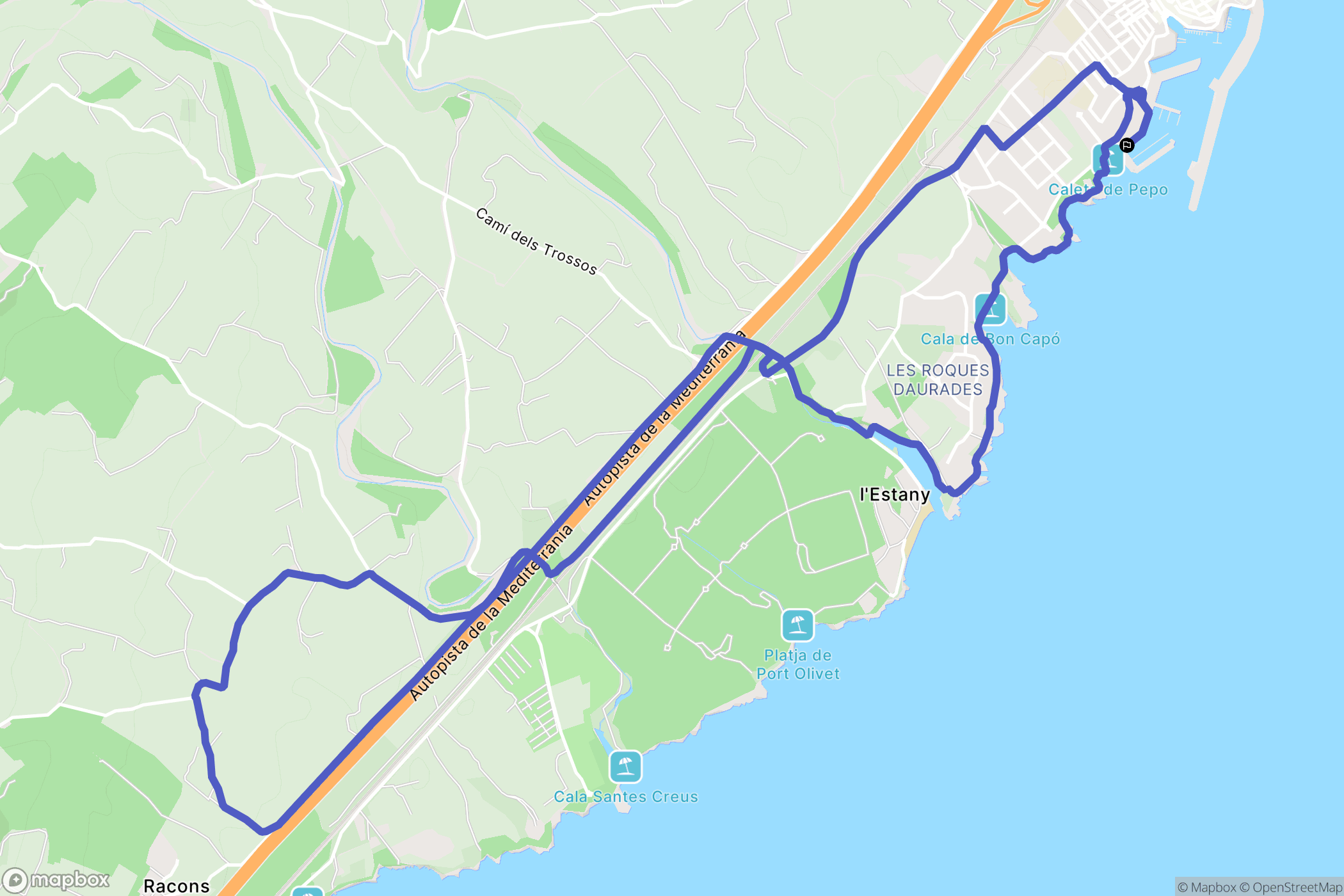 L'Ametlla de Mar : carte du parcours de randonnée - Spain