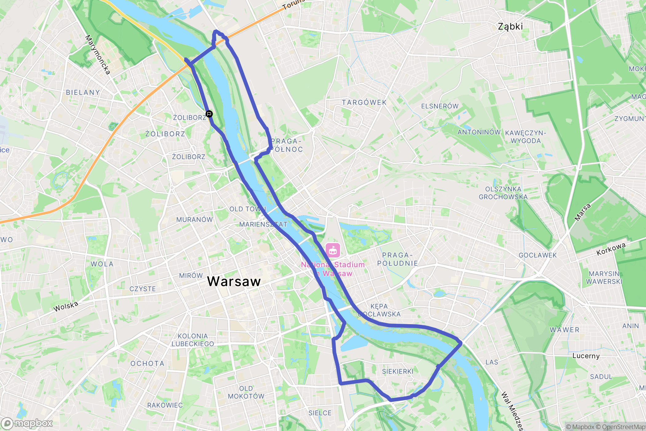 Warszawa: mapa trasy - Poland