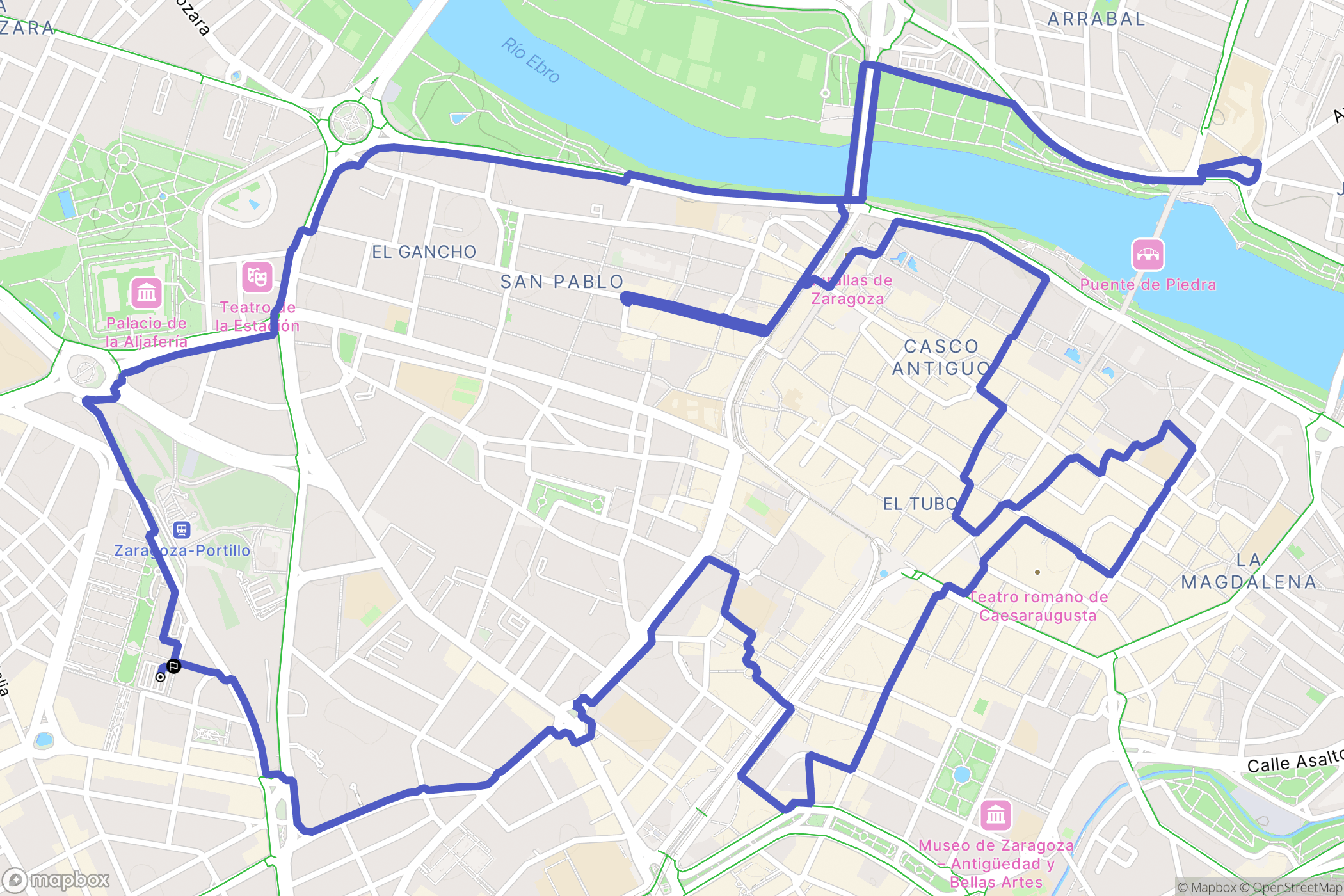 Zaragoza : carte du parcours de randonnée - Spain