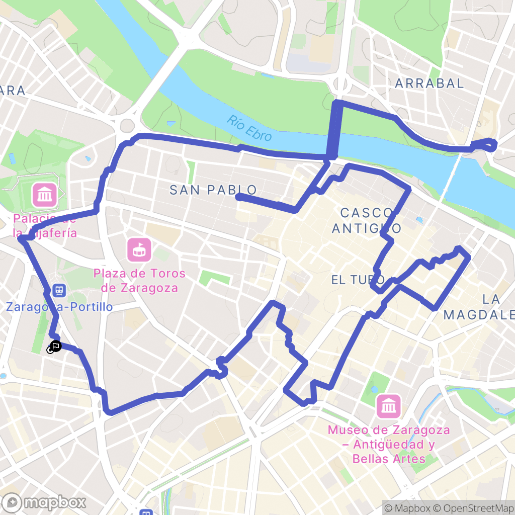 Zaragoza : carte du parcours de randonnée - Spain