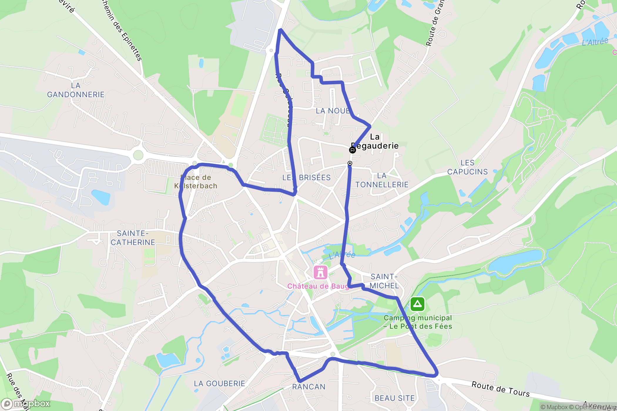 Baugé-en-Anjou : carte du parcours de randonnée - France