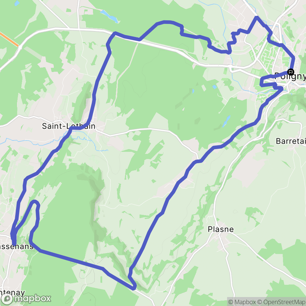 Poligny : carte du parcours de randonnée - France