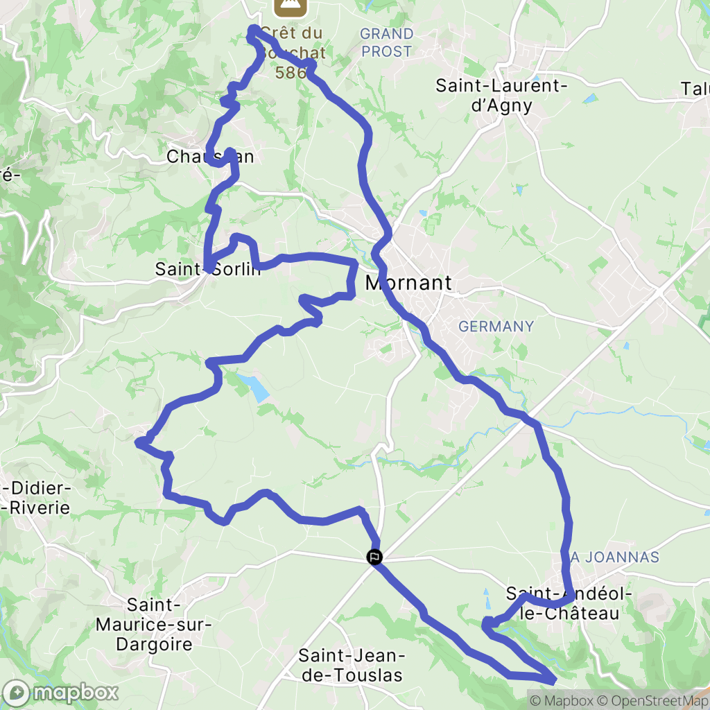 Mornant : carte du parcours de randonnée - France