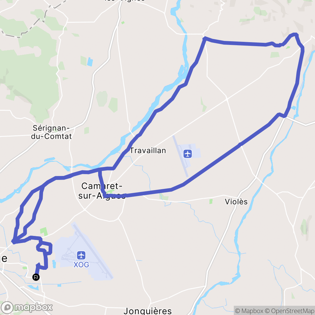 Orange : carte du parcours de randonnée - France