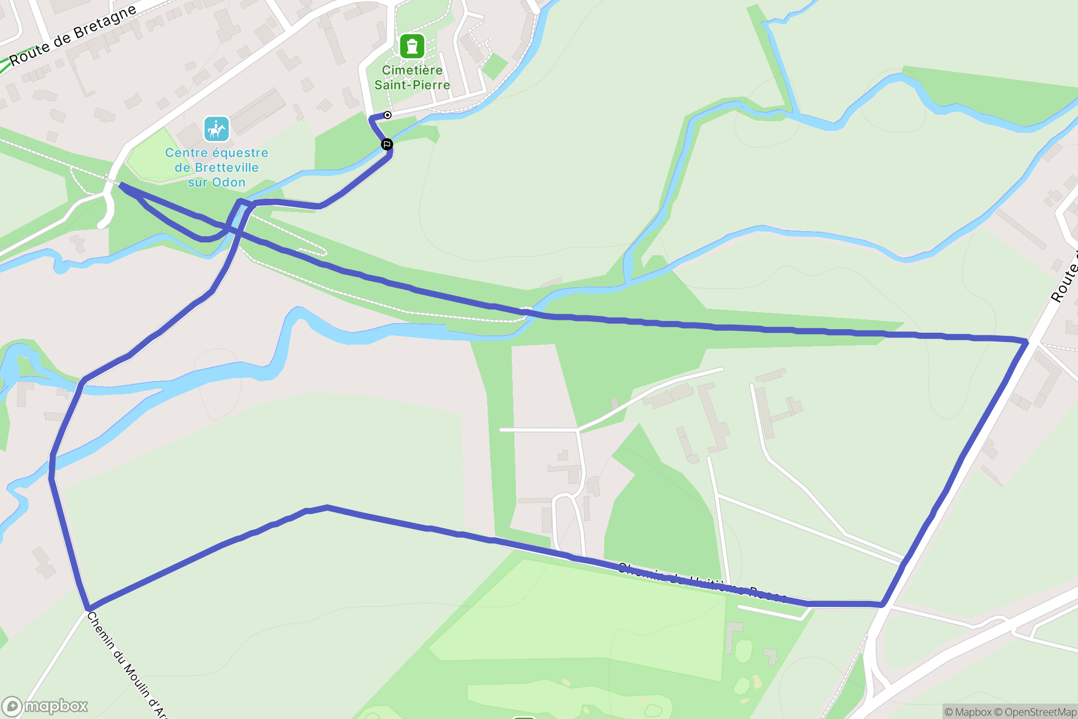 Bretteville-sur-Odon : carte du parcours de randonnée - France