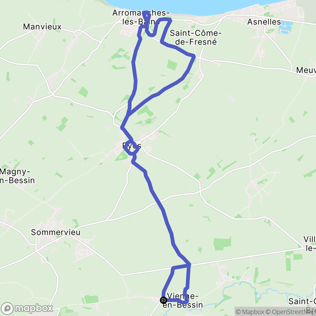 Vienne-en-Bessin : carte du parcours de randonnée - France