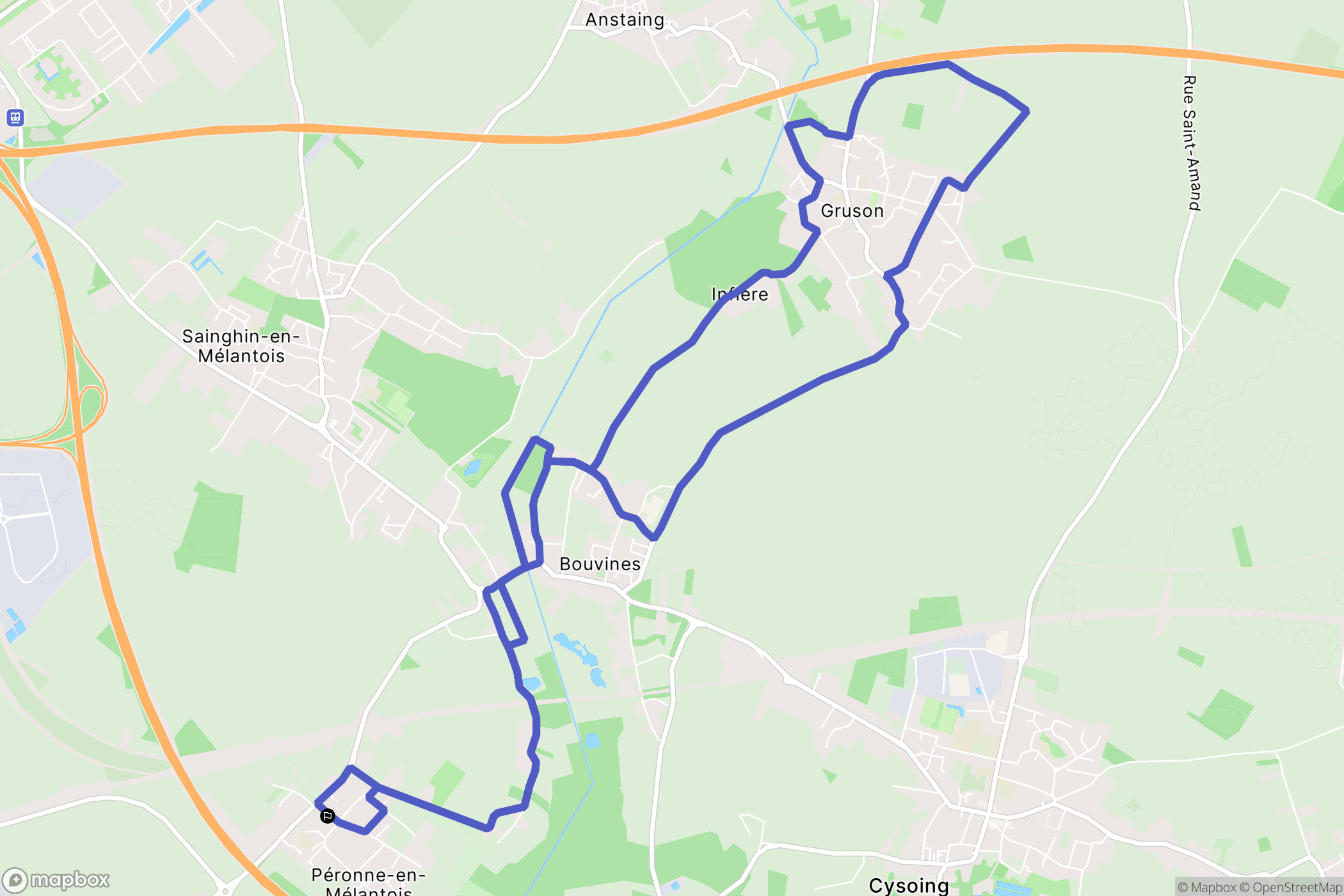 Péronne-en-Mélantois : carte du parcours de randonnée - France