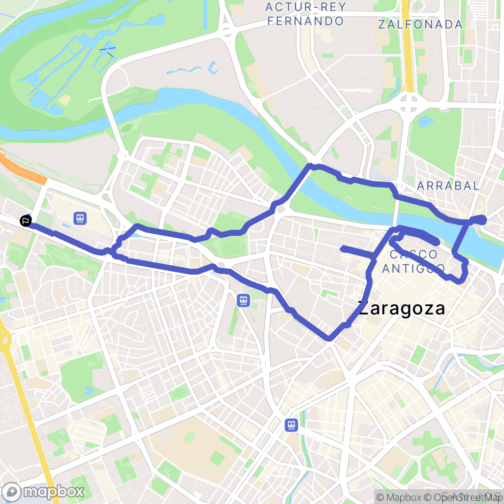 Zaragoza : carte du parcours de randonnée - Spain