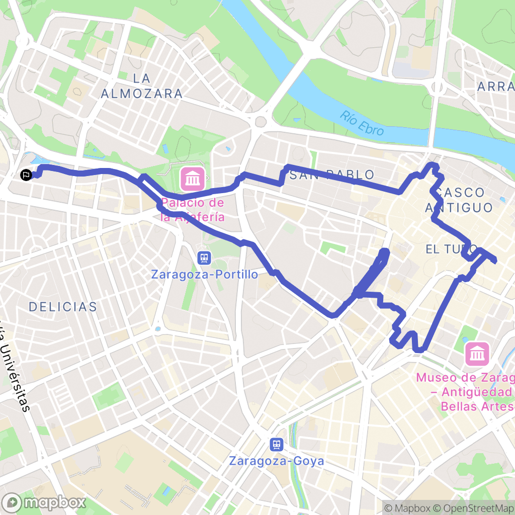 Zaragoza : carte du parcours de randonnée - Spain