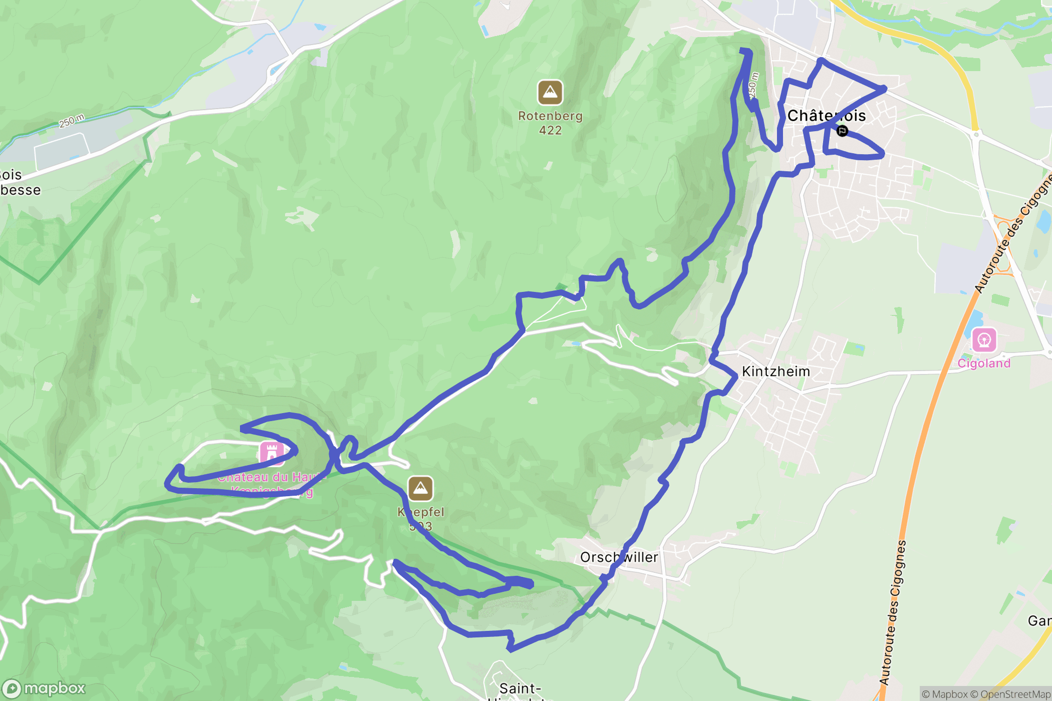 Châtenois : carte du parcours de randonnée - France