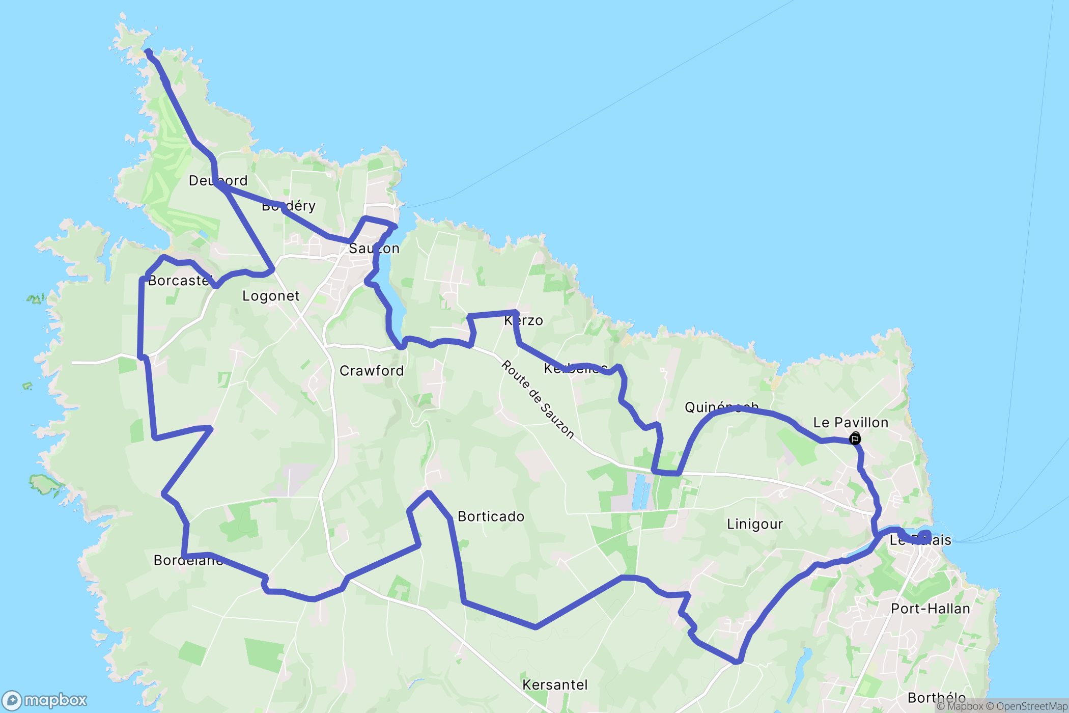 Le Palais : carte du parcours de randonnée - France
