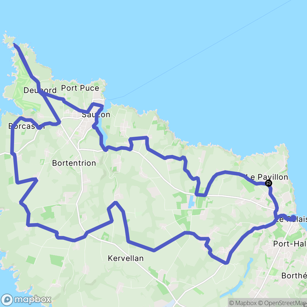 Le Palais : carte du parcours de randonnée - France