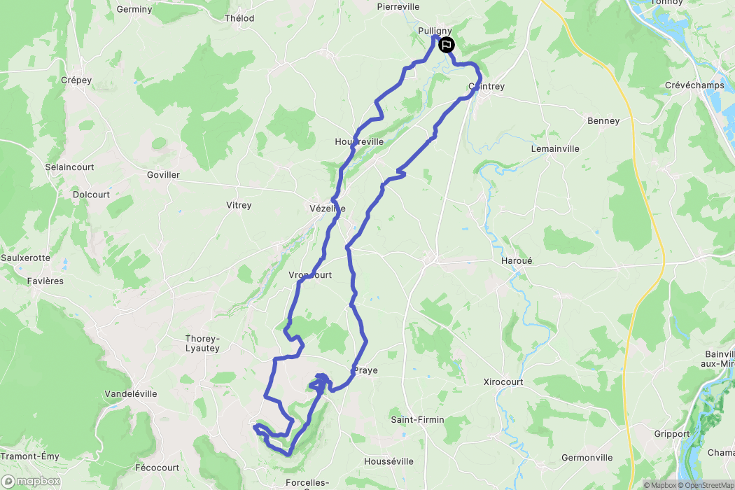 Pulligny : carte du parcours de randonnée - France