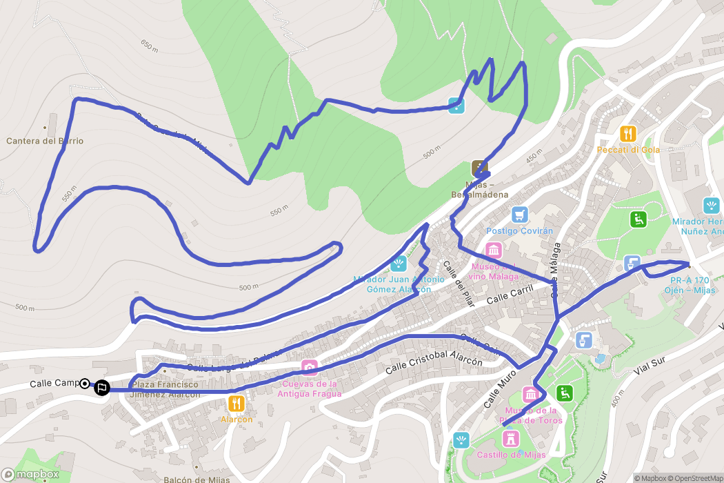 Mijas : carte du parcours de randonnée - Spain