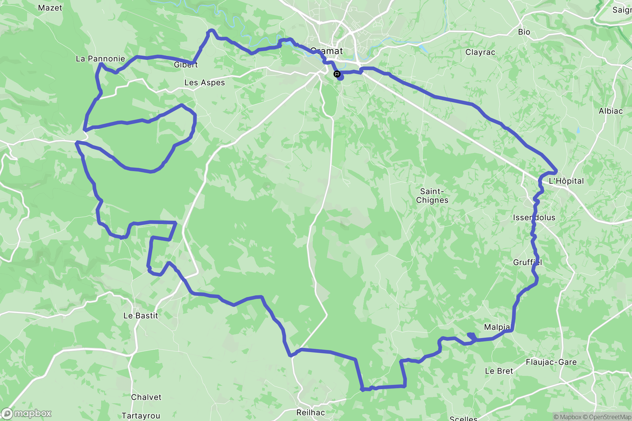 Gramat : carte du parcours de randonnée - France