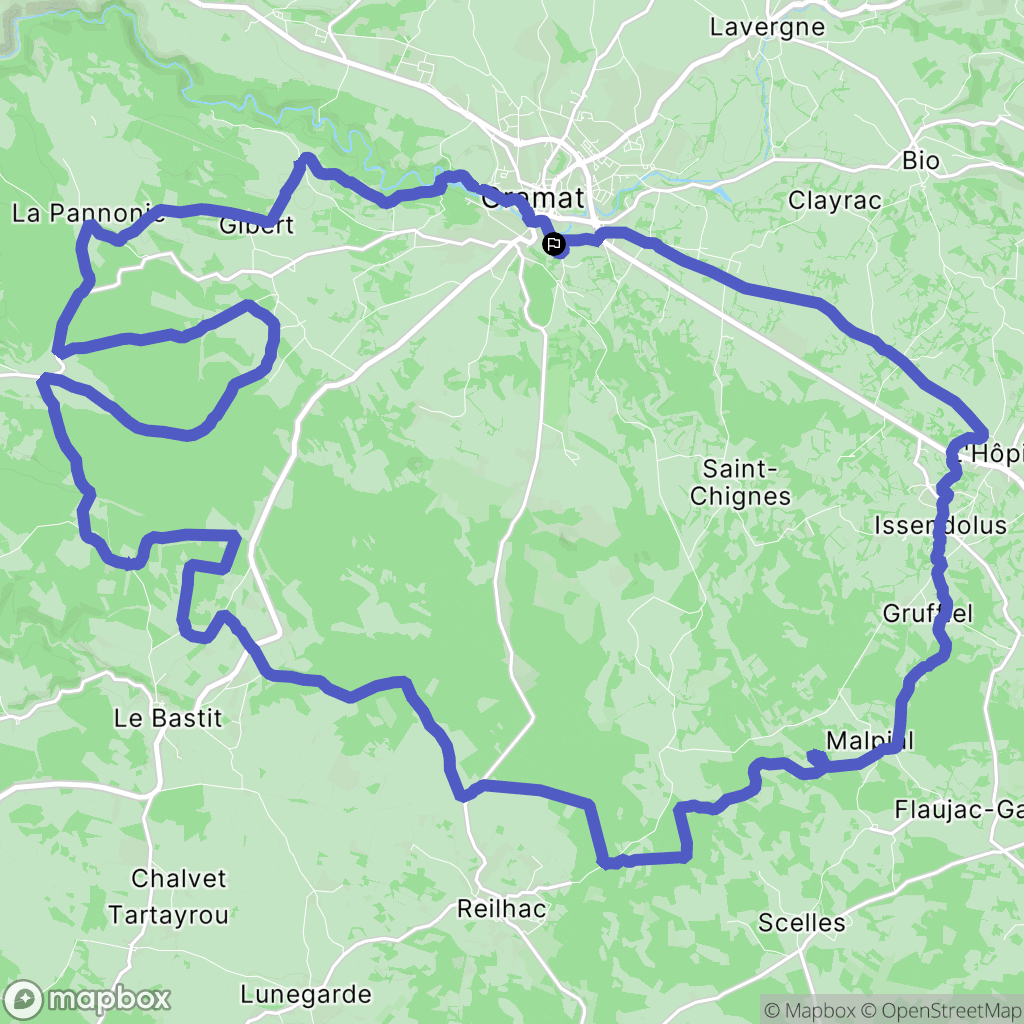 Gramat : carte du parcours de randonnée - France