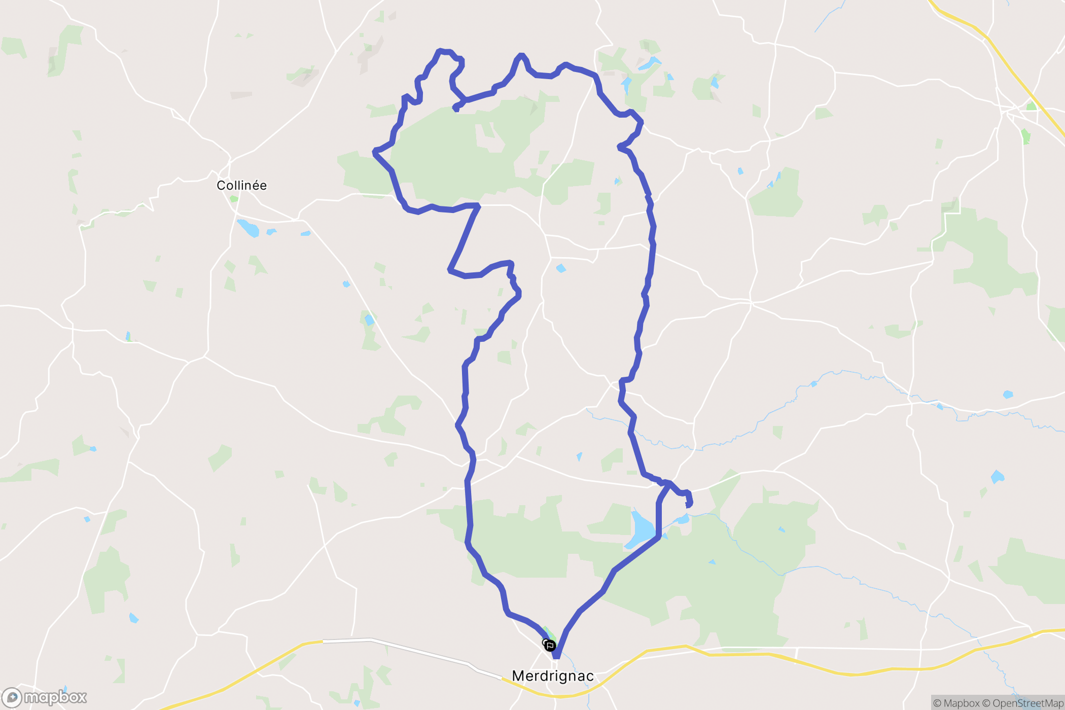 Merdrignac : carte du parcours de randonnée - France