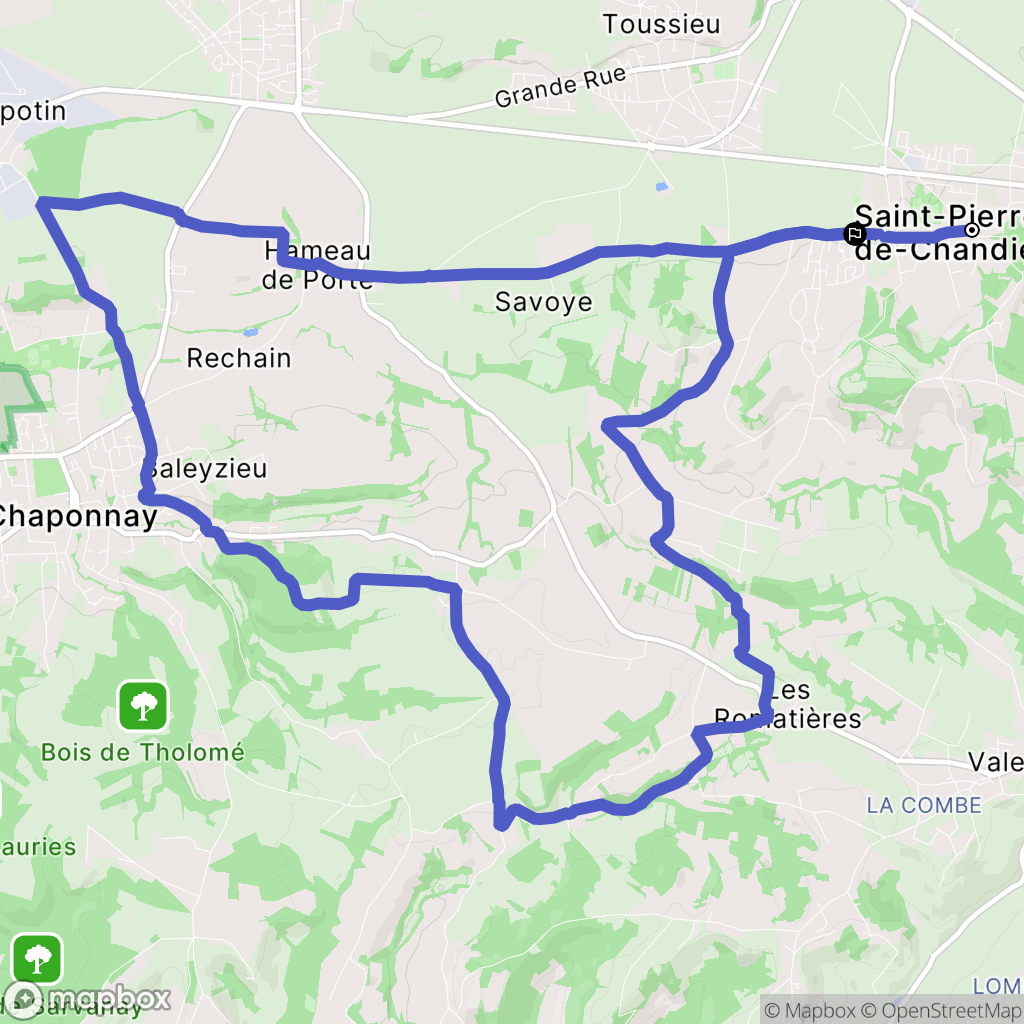 Saint-Pierre-de-Chandieu : carte du parcours de randonnée - France