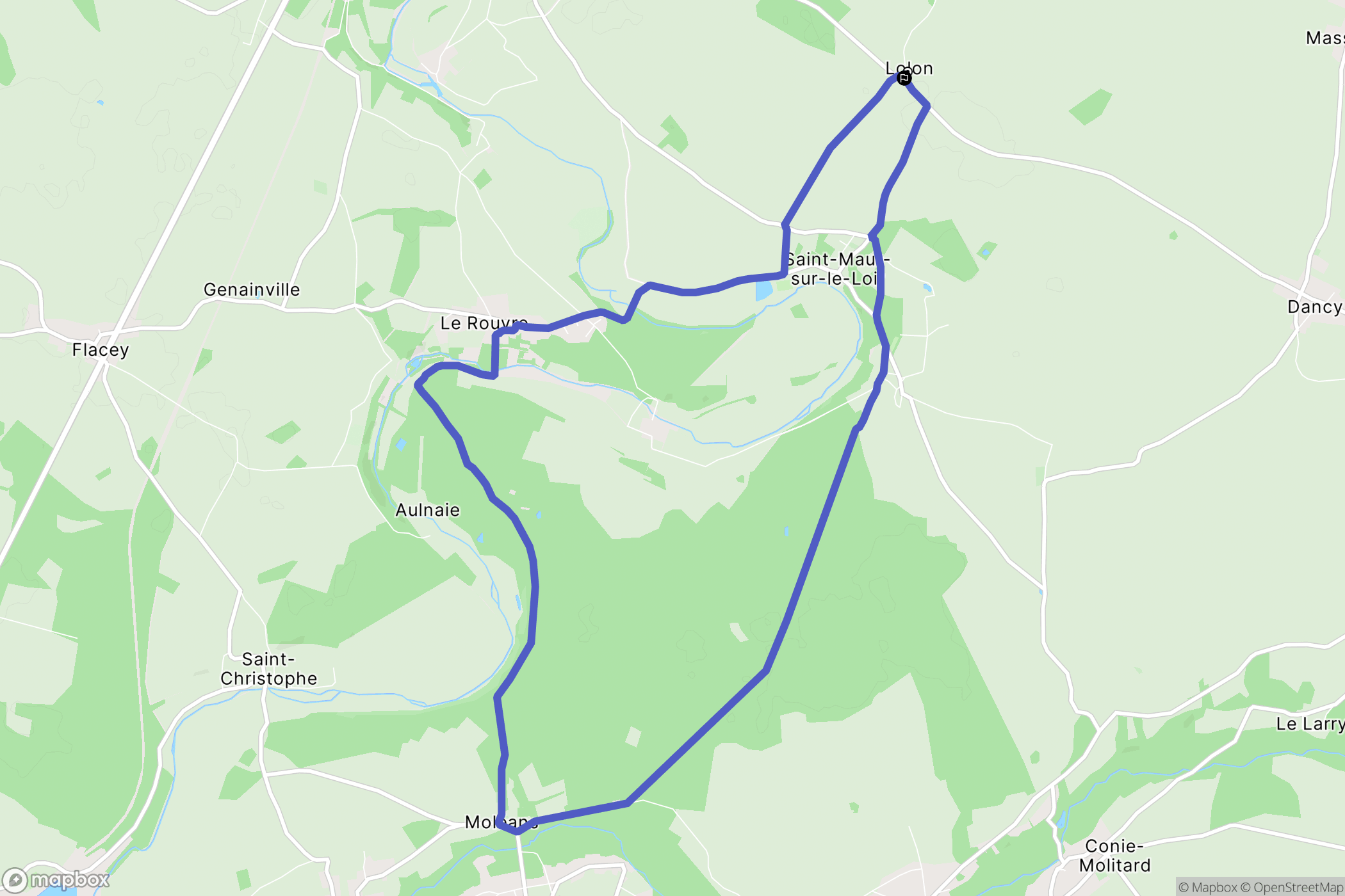 Saint-Maur-sur-le-Loir : carte du parcours de randonnée - France