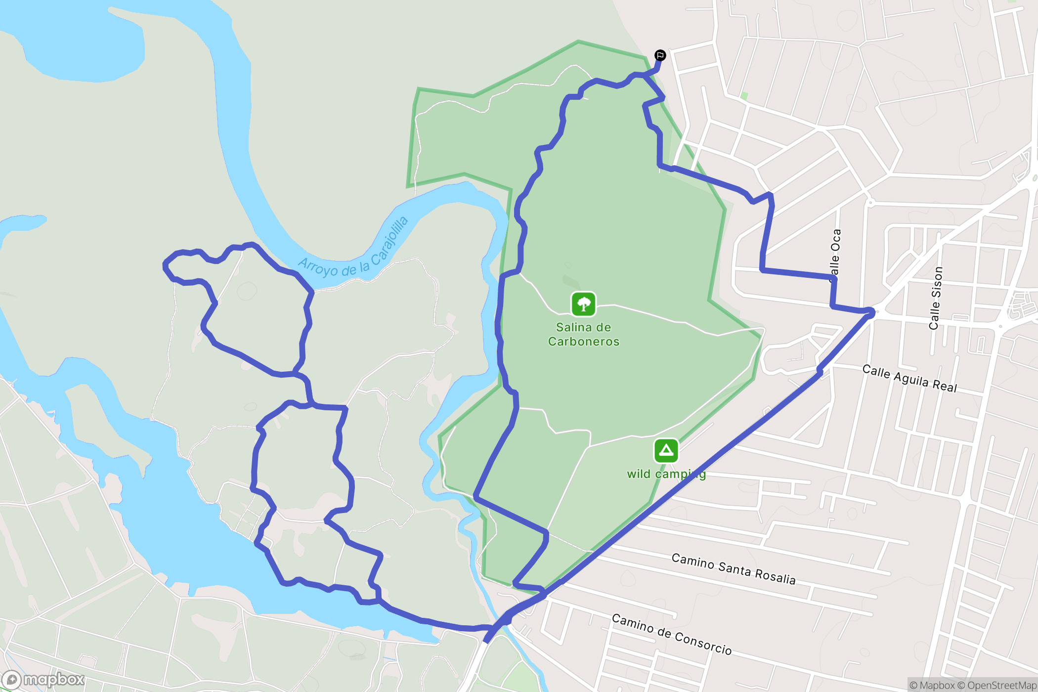 Chiclana de la Frontera : carte du parcours de randonnée - Spain