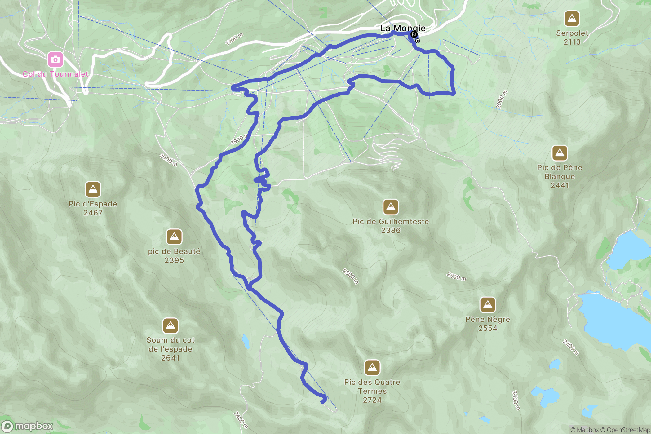 Bagnères-de-Bigorre : carte du parcours de randonnée - France