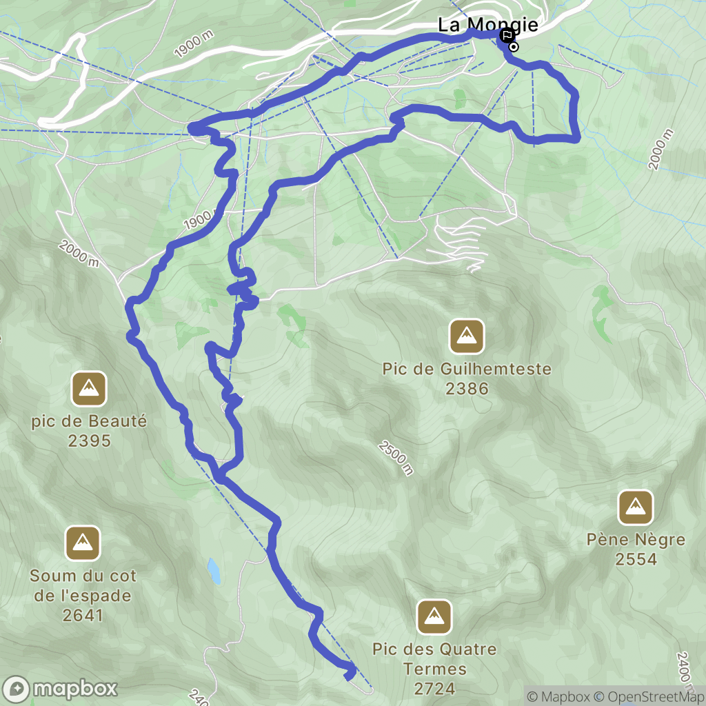 Bagnères-de-Bigorre : carte du parcours de randonnée - France