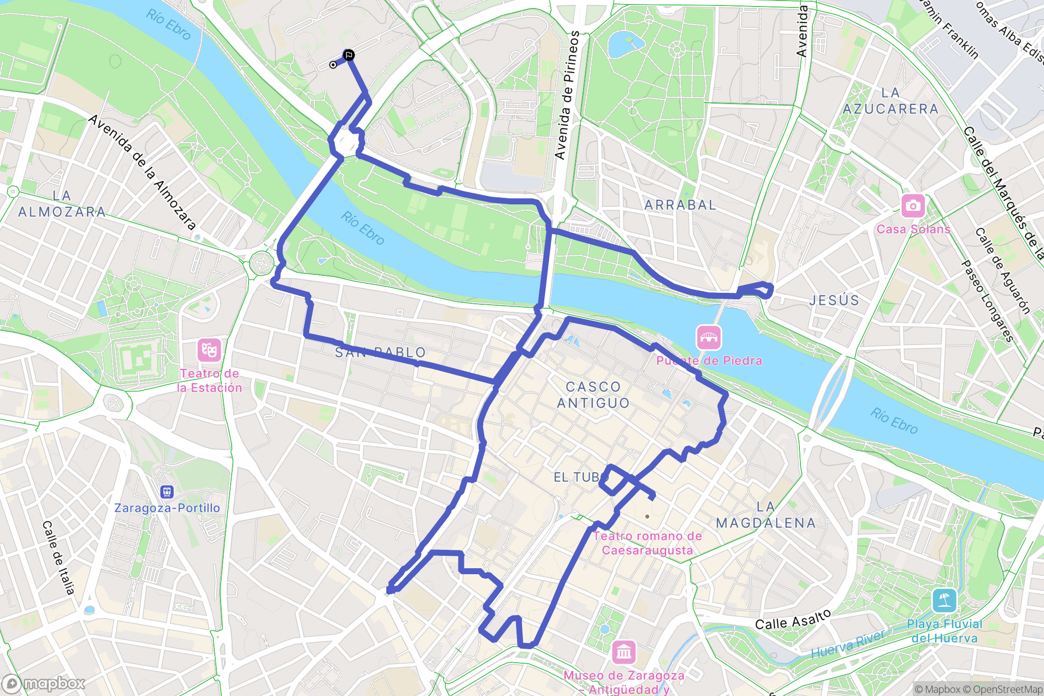 Zaragoza : carte du parcours de randonnée - Spain