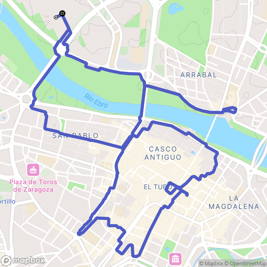 Zaragoza : carte du parcours de randonnée - Spain