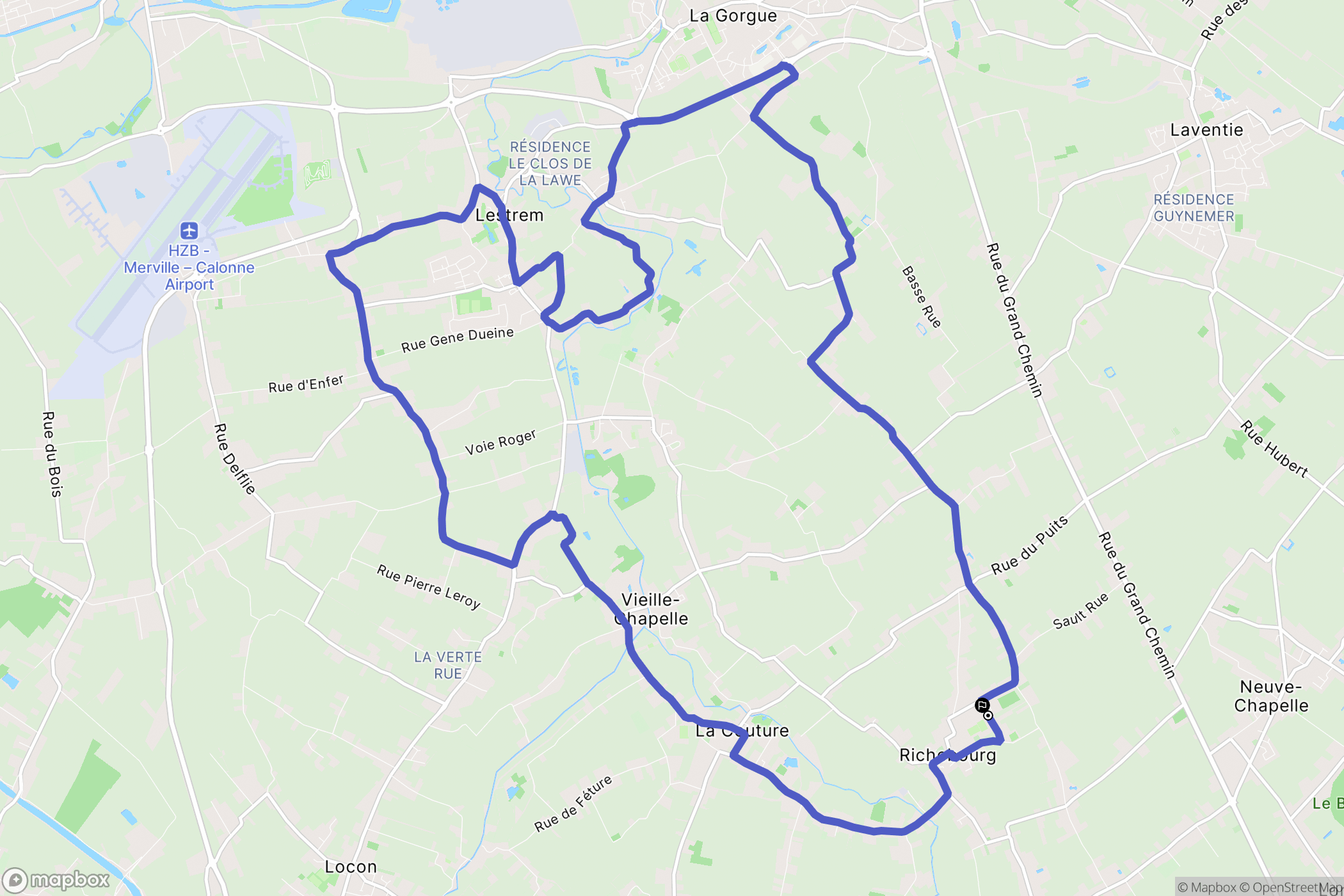Richebourg : carte du parcours de randonnée - France