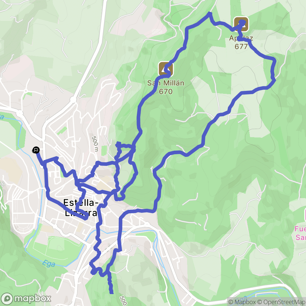 Estella : carte du parcours de randonnée - Spain