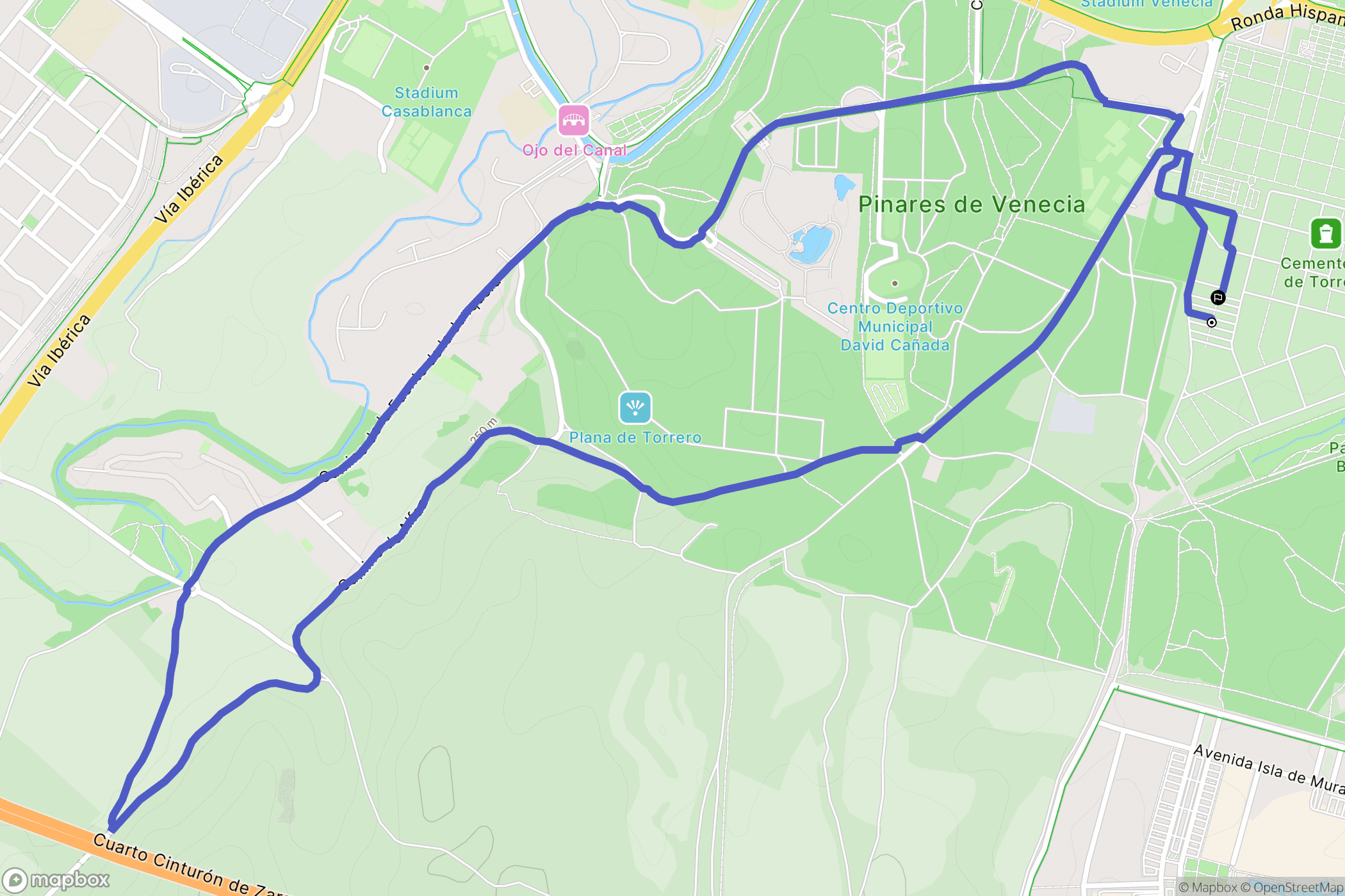 Zaragoza : carte du parcours de randonnée - Spain