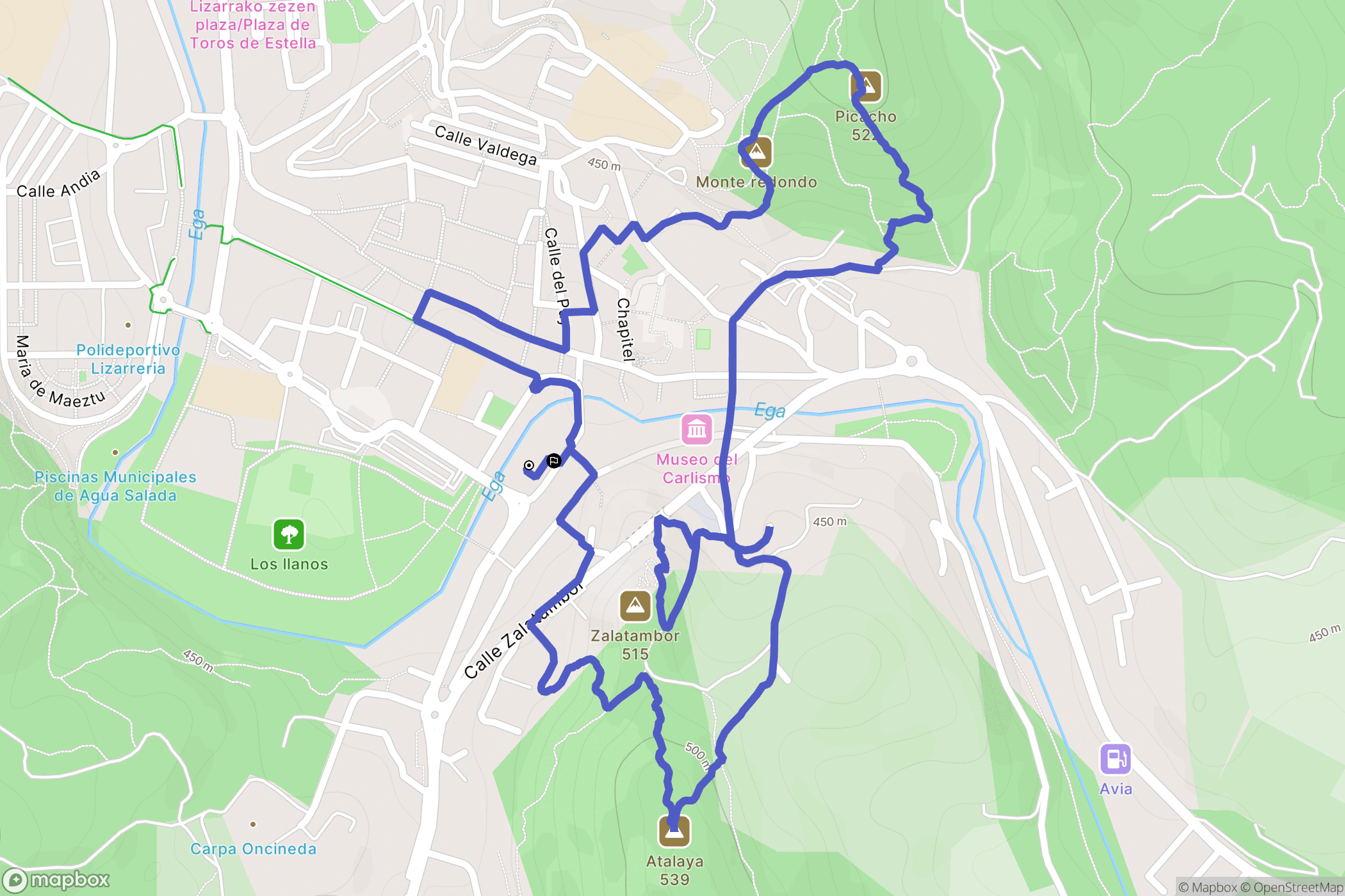 Estella : carte du parcours de randonnée - Spain