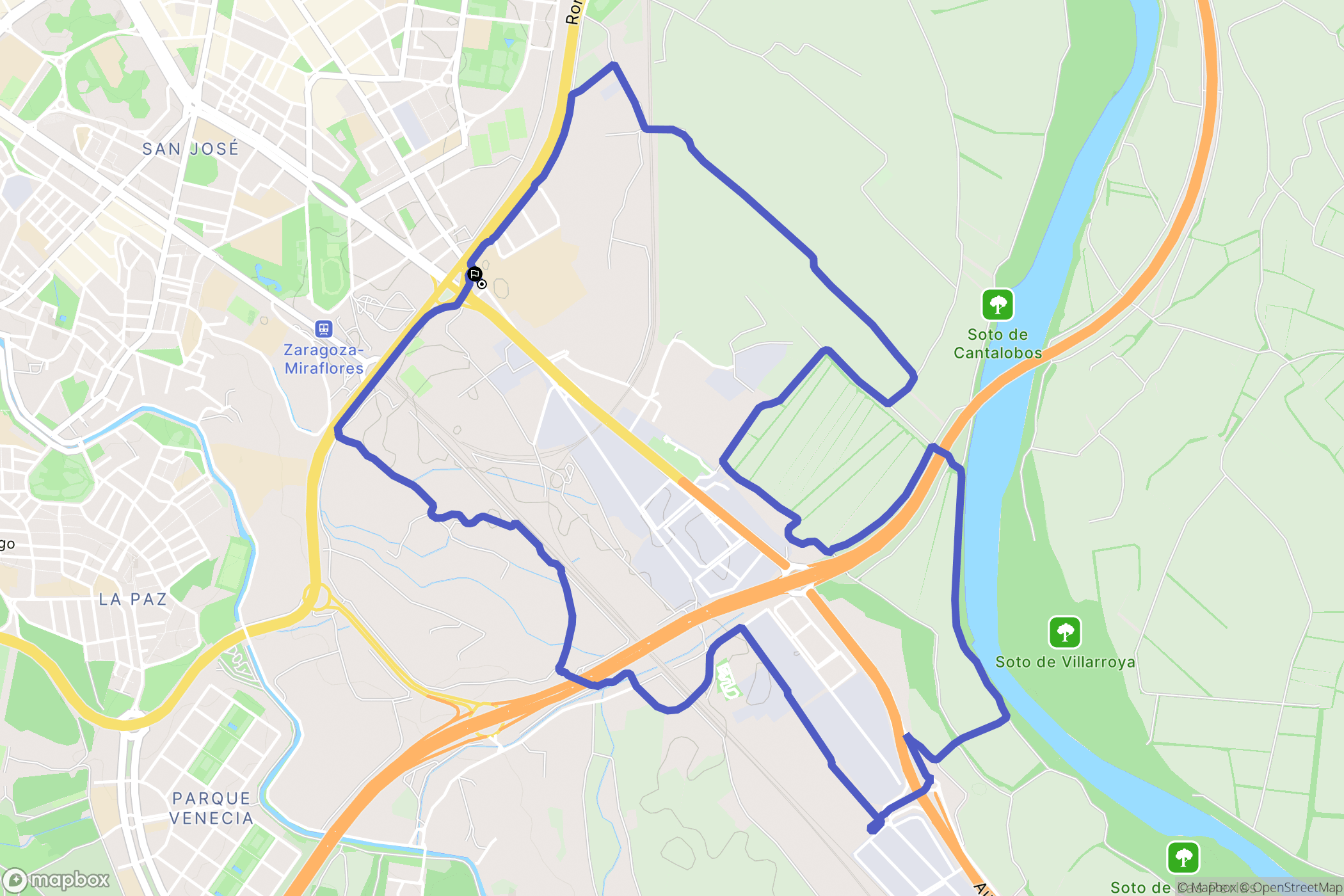 Zaragoza : carte du parcours de randonnée - Spain