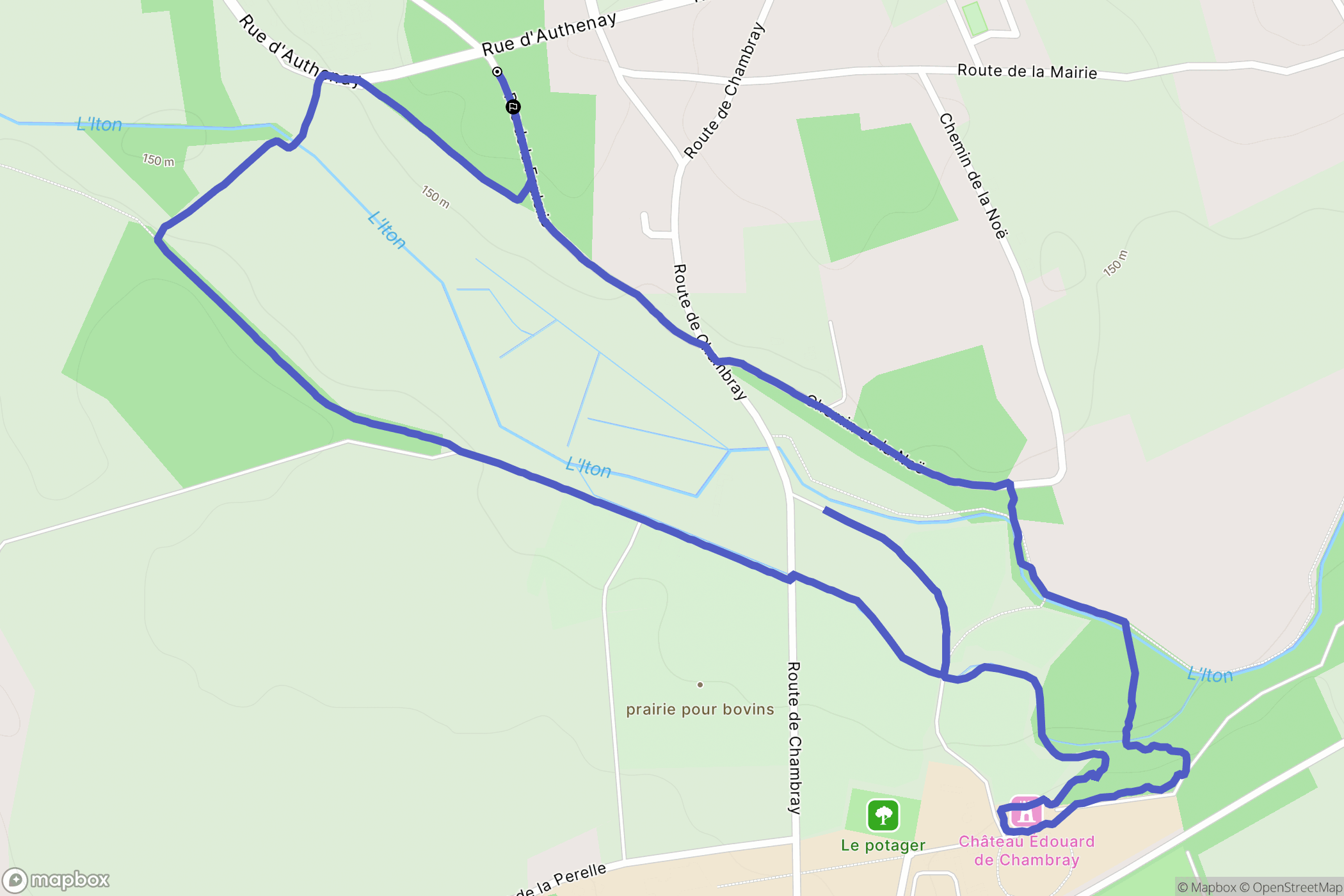 Mesnils-sur-Iton : carte du parcours de randonnée - France