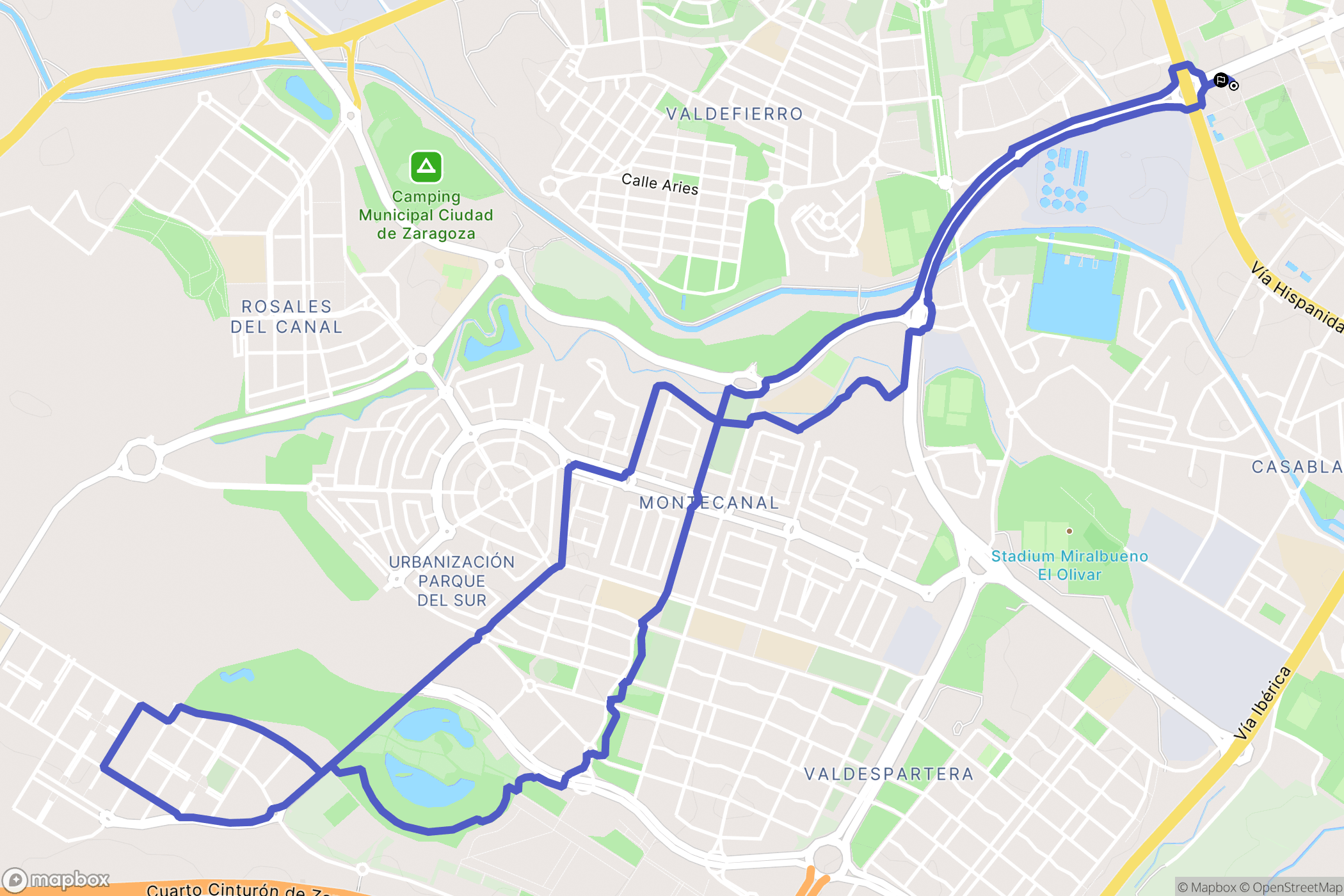 Zaragoza : carte du parcours de randonnée - Spain