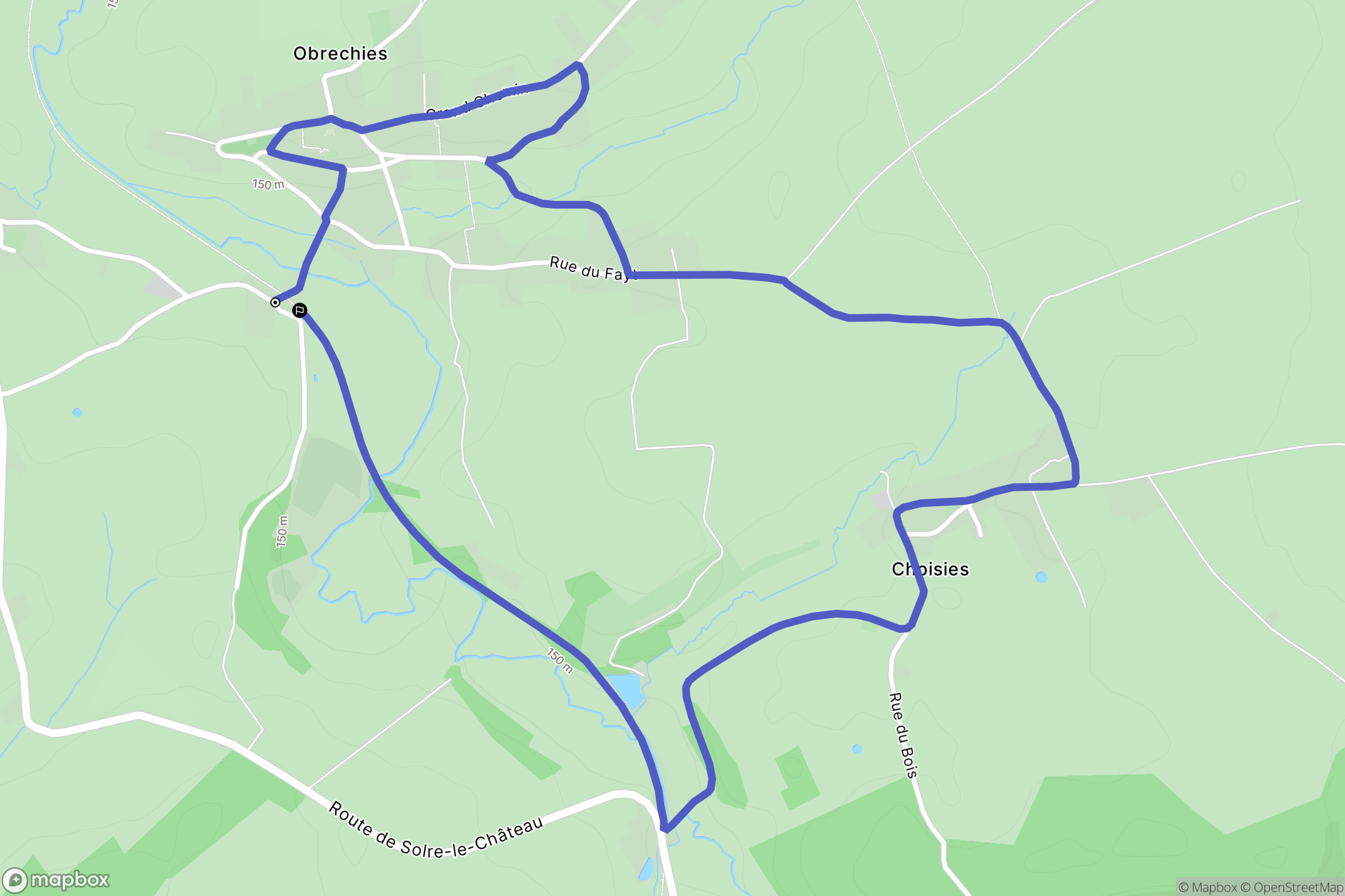 Obrechies : carte du parcours de randonnée - France