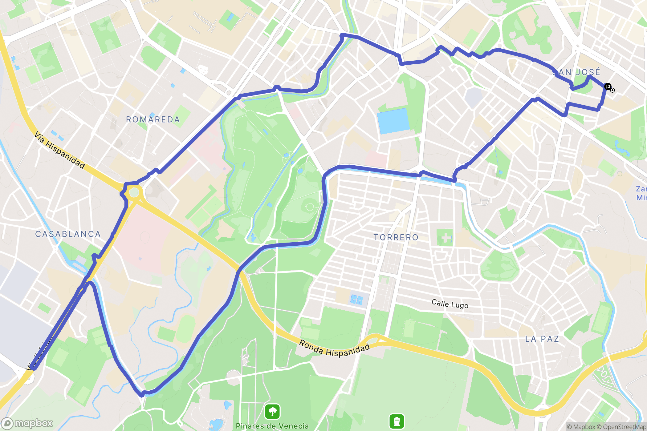 Zaragoza : carte du parcours de randonnée - Spain