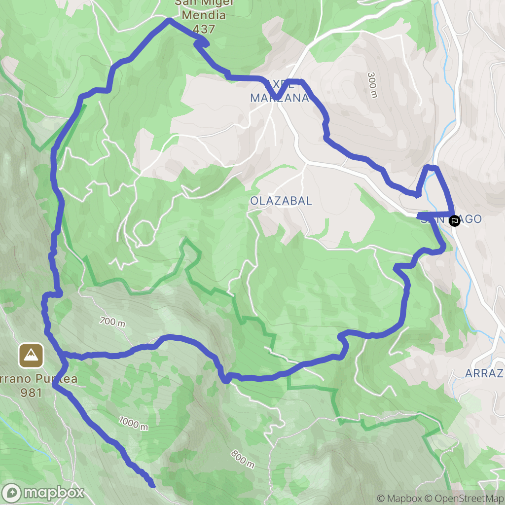 Santiago : carte du parcours de randonnée - Spain