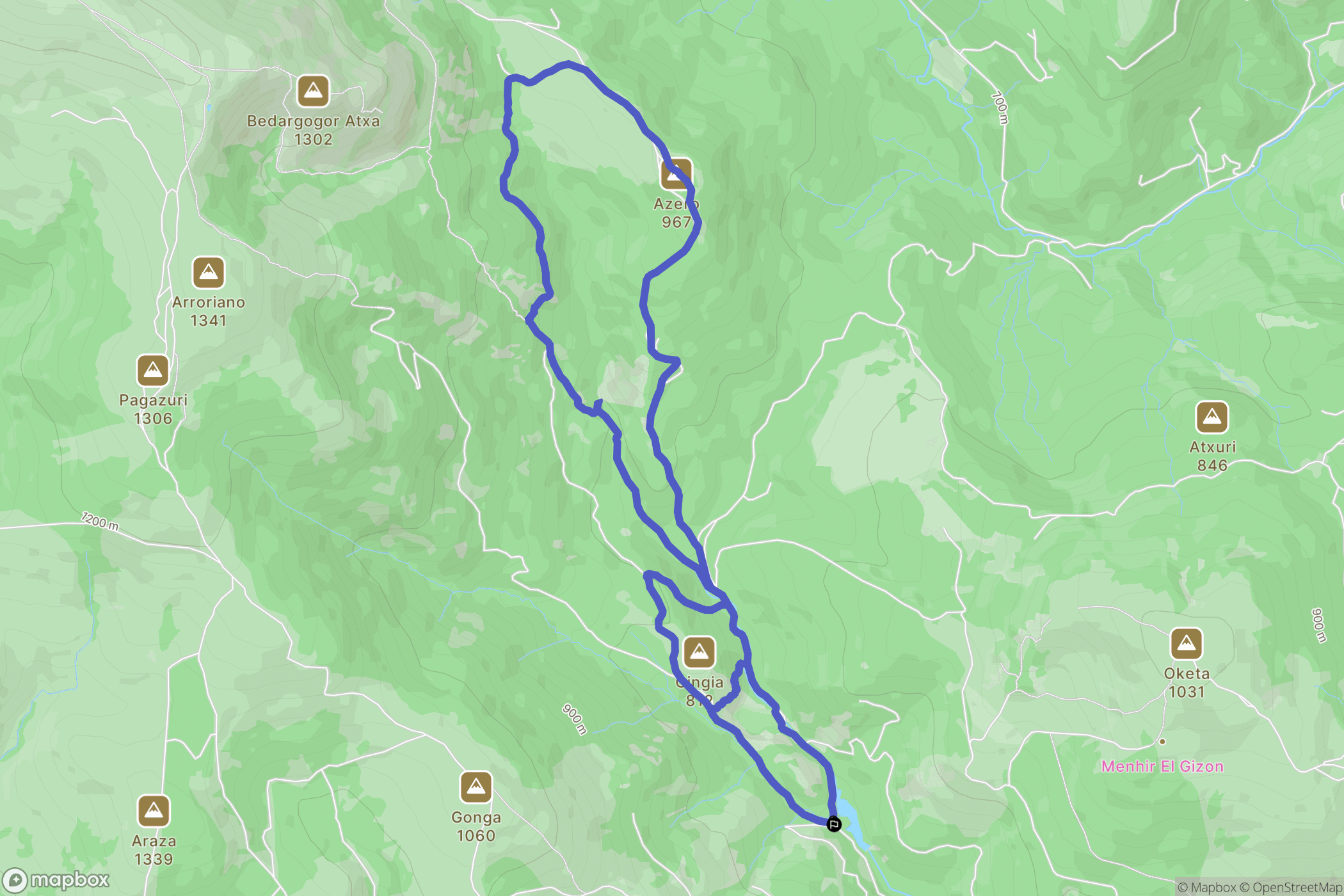 Etxaguen : carte du parcours de randonnée - Spain