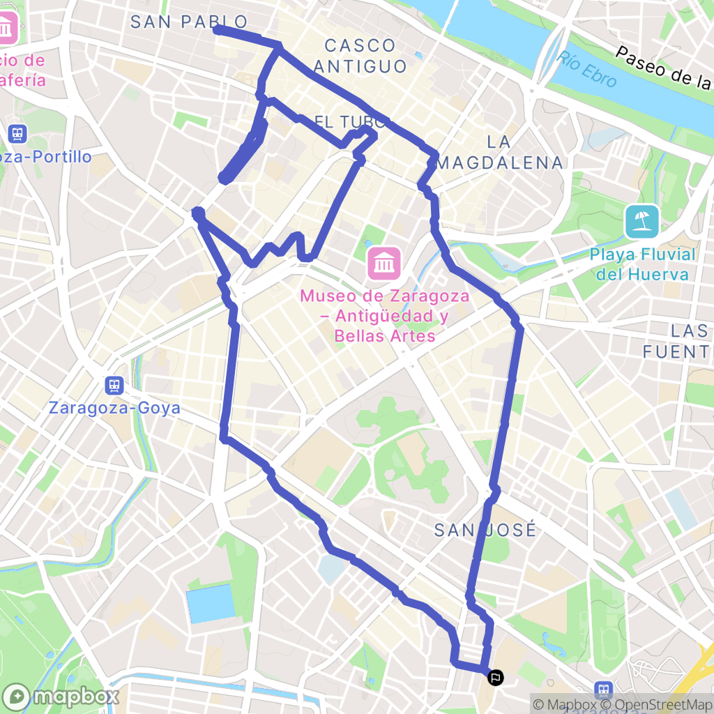 Zaragoza : carte du parcours de randonnée - Spain