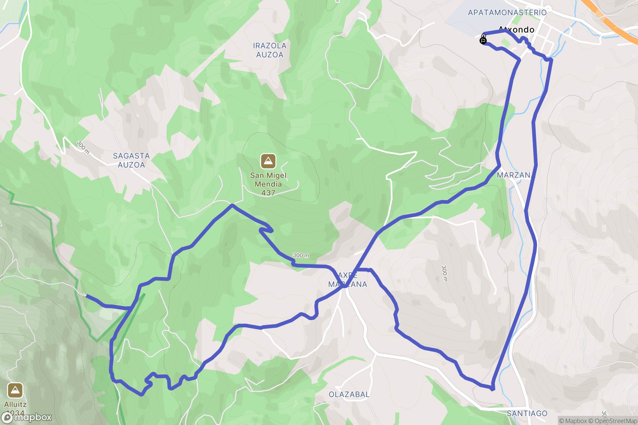 Atxondo : carte du parcours de randonnée - Spain