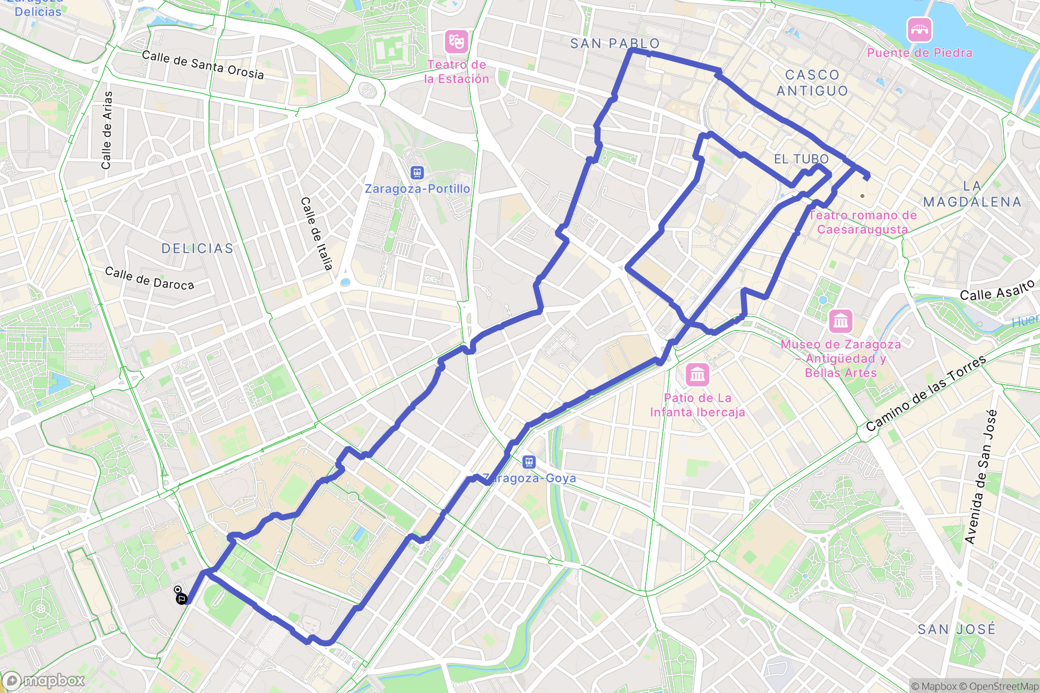 Zaragoza : carte du parcours de randonnée - Spain