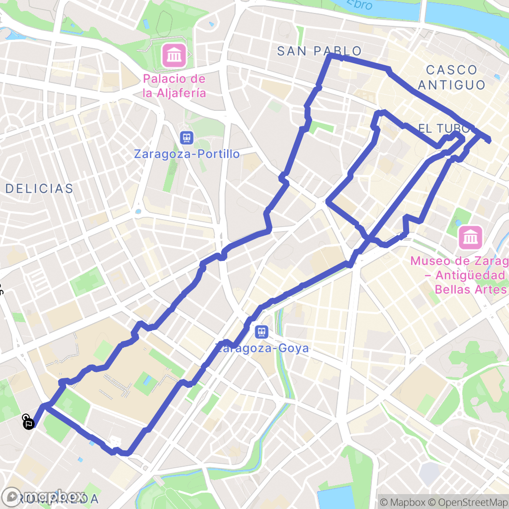 Zaragoza : carte du parcours de randonnée - Spain