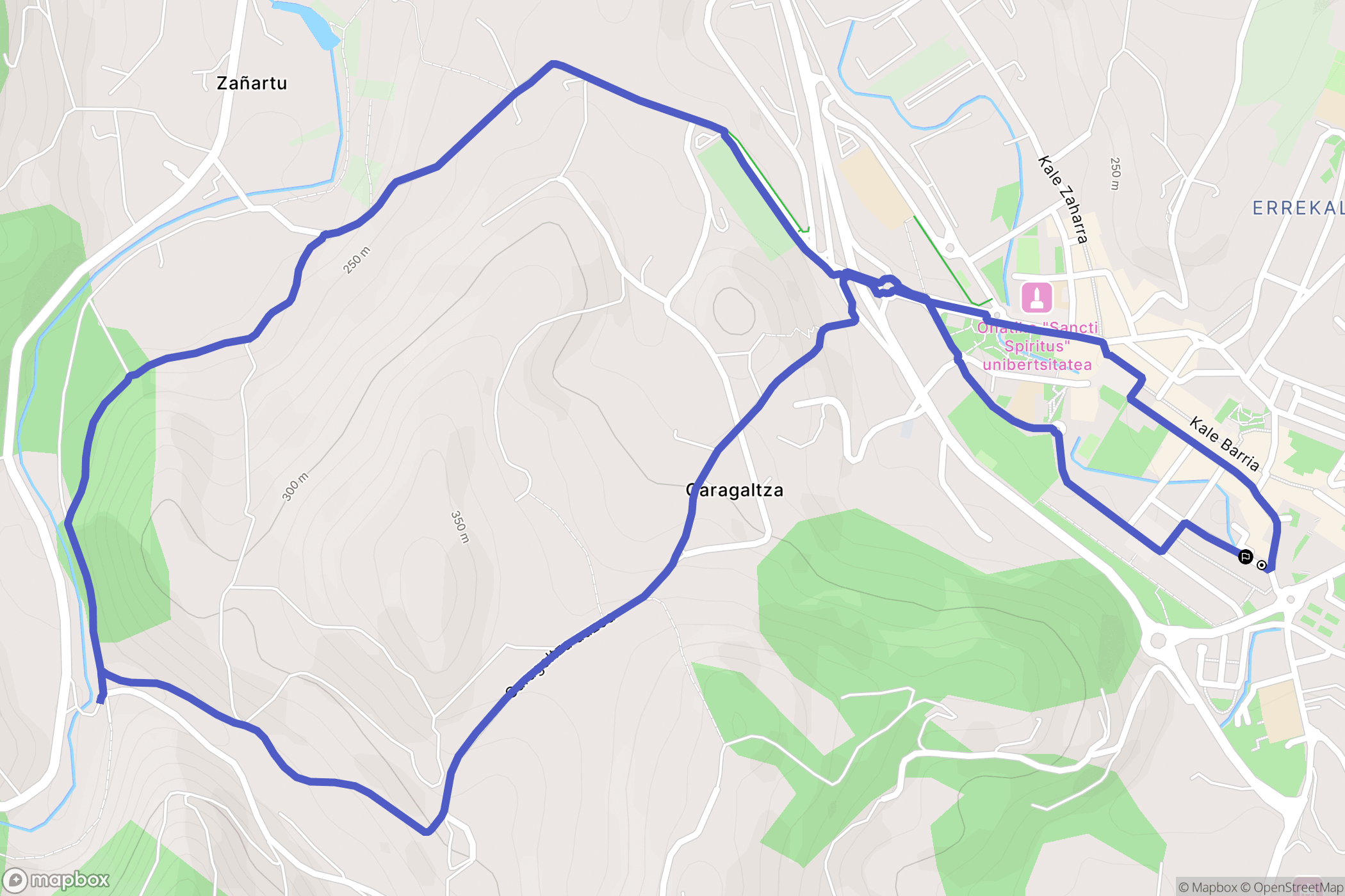 Oñati : carte du parcours de randonnée - Spain