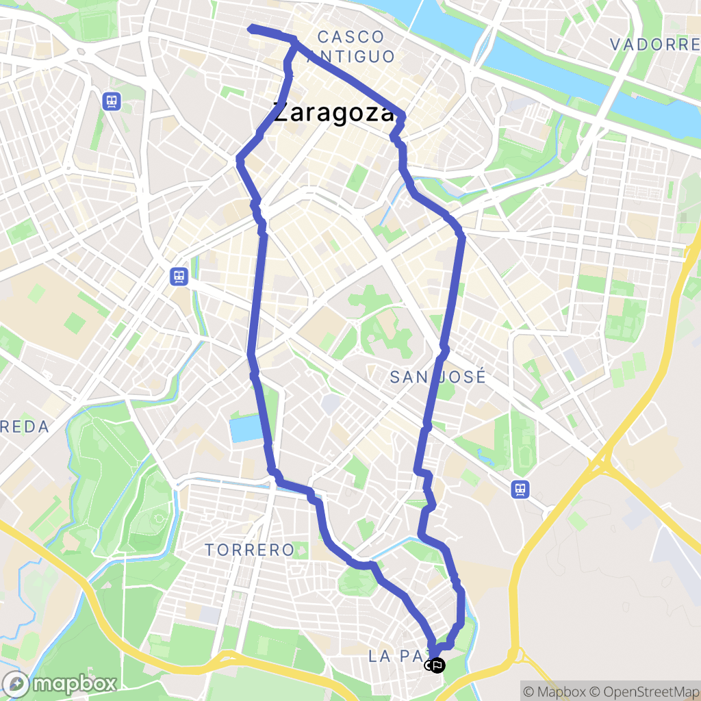 Zaragoza : carte du parcours de randonnée - Spain