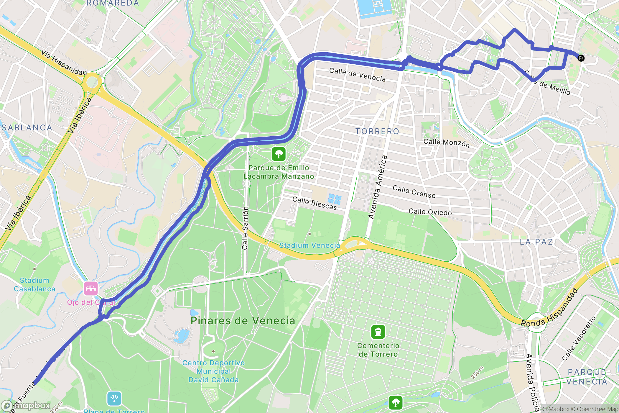 Zaragoza : carte du parcours de randonnée - Spain