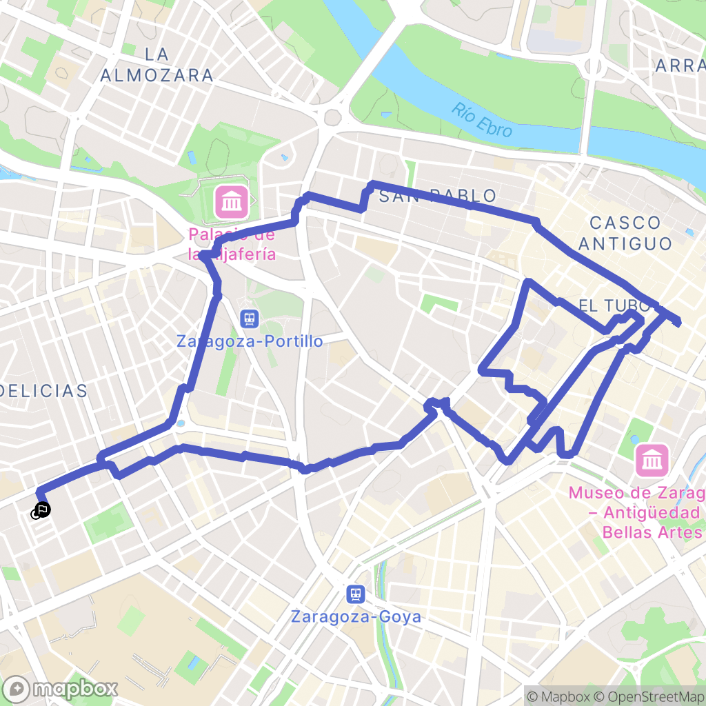Zaragoza : carte du parcours de randonnée - Spain