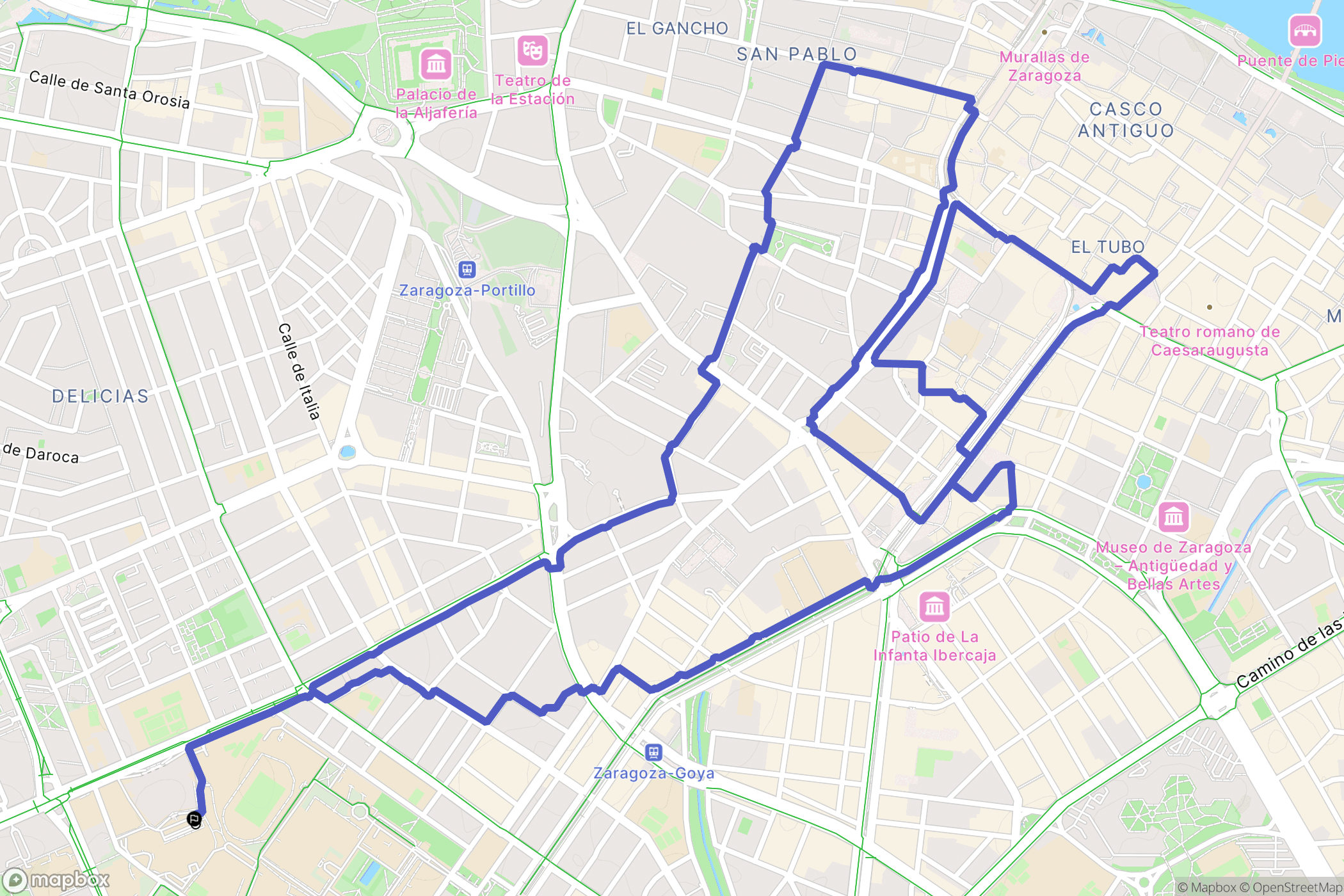 Zaragoza : carte du parcours de randonnée - Spain