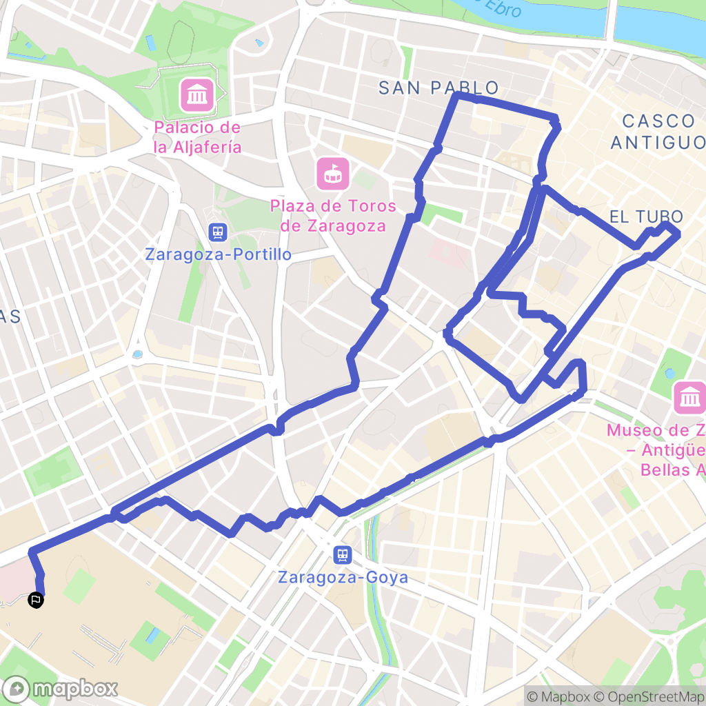 Zaragoza : carte du parcours de randonnée - Spain