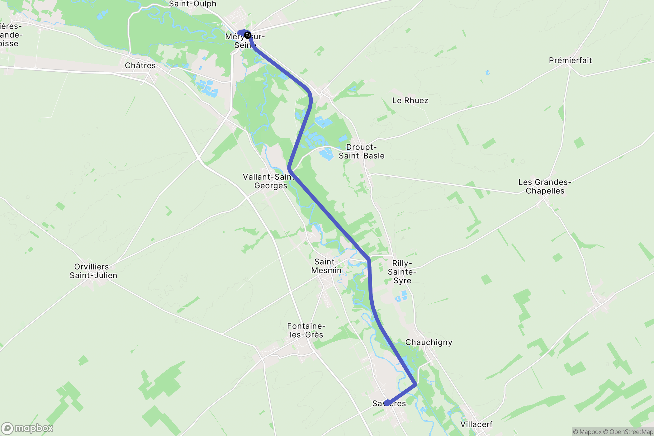 Méry-sur-Seine : carte du parcours de randonnée - France
